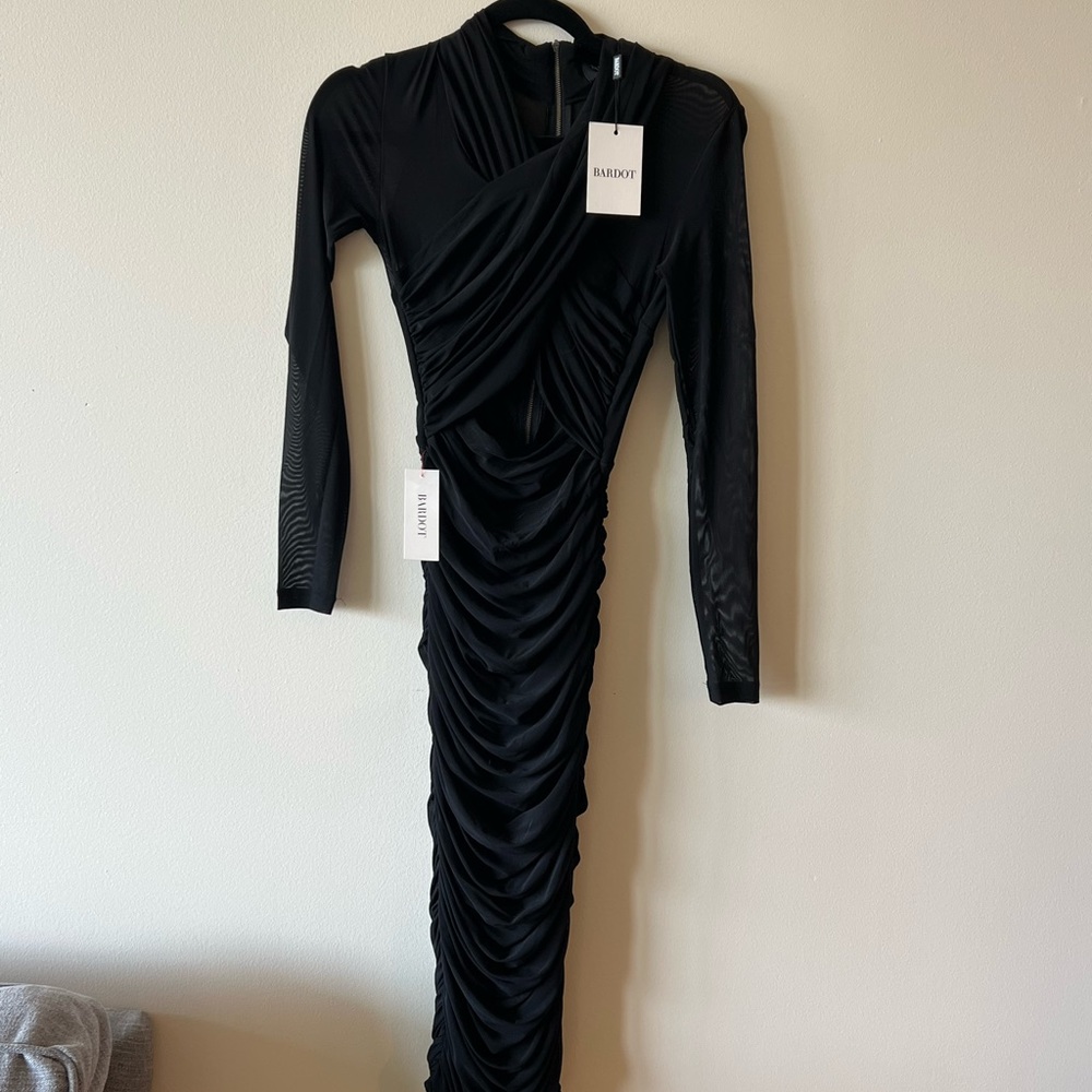 Bardot Aliyah Ruched Bodycon Dress Black
